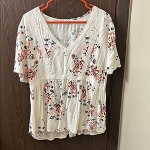 Floral V-Neck Babydoll Top